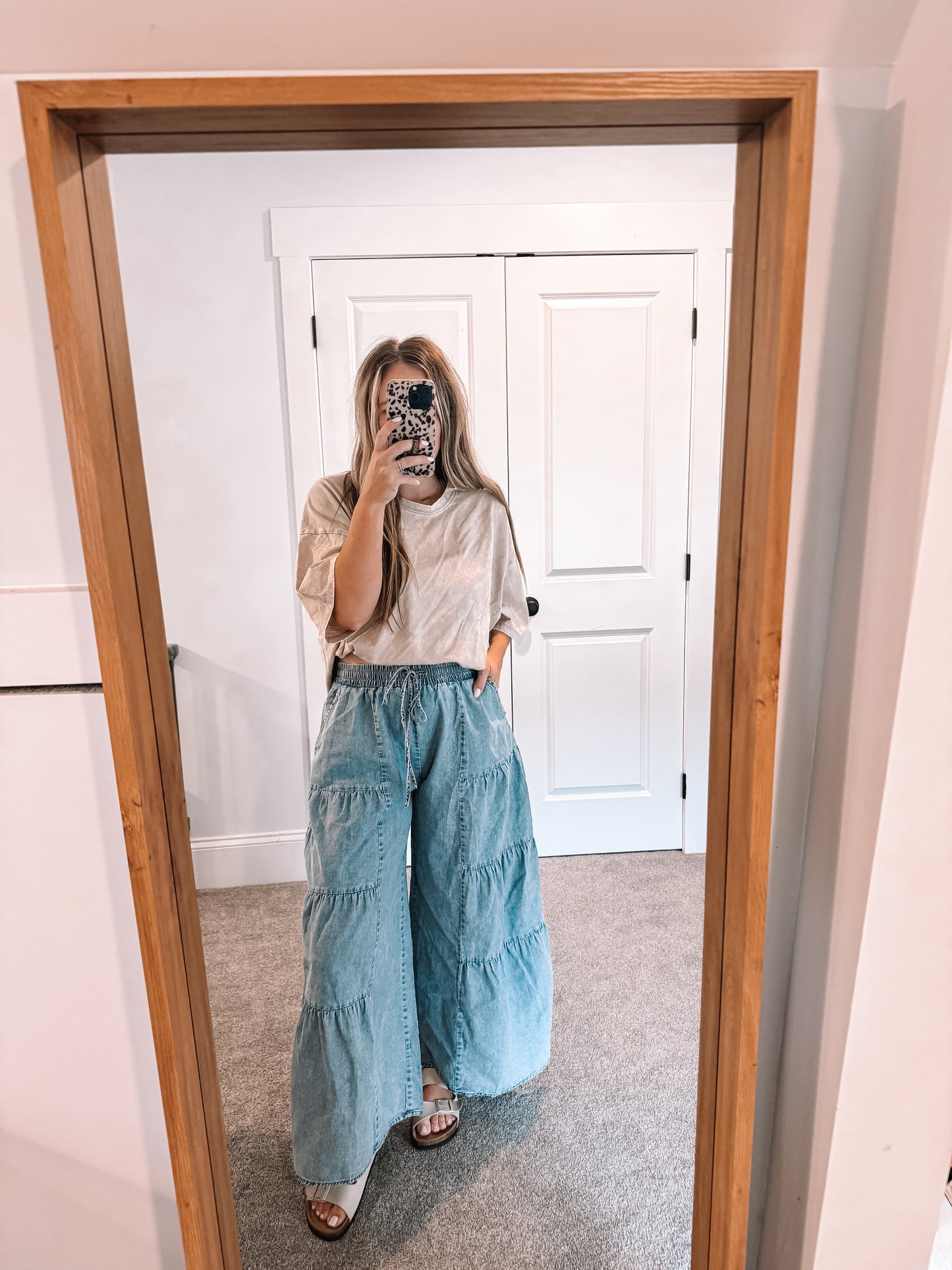 Tiered Denim Pants