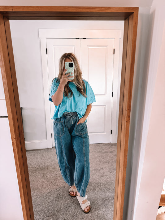 Barrel Denim Pants - Dk Wash