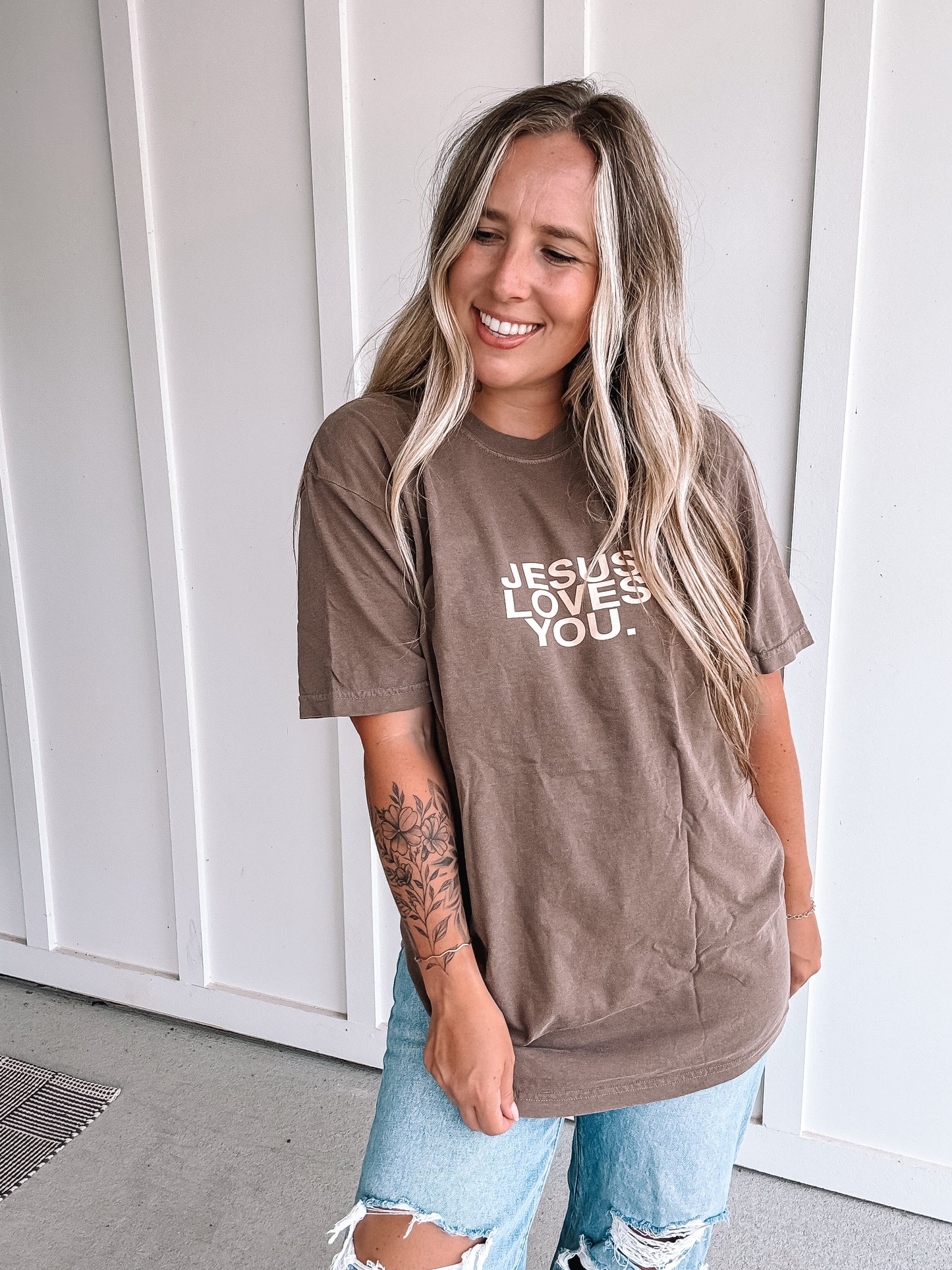 Jesus Loves You Graphic - Brown
