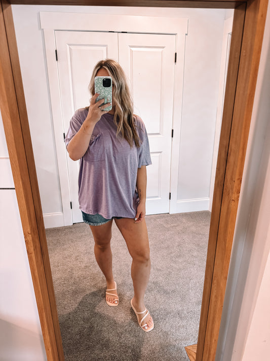 Slouchy Pocket Tee - Purple