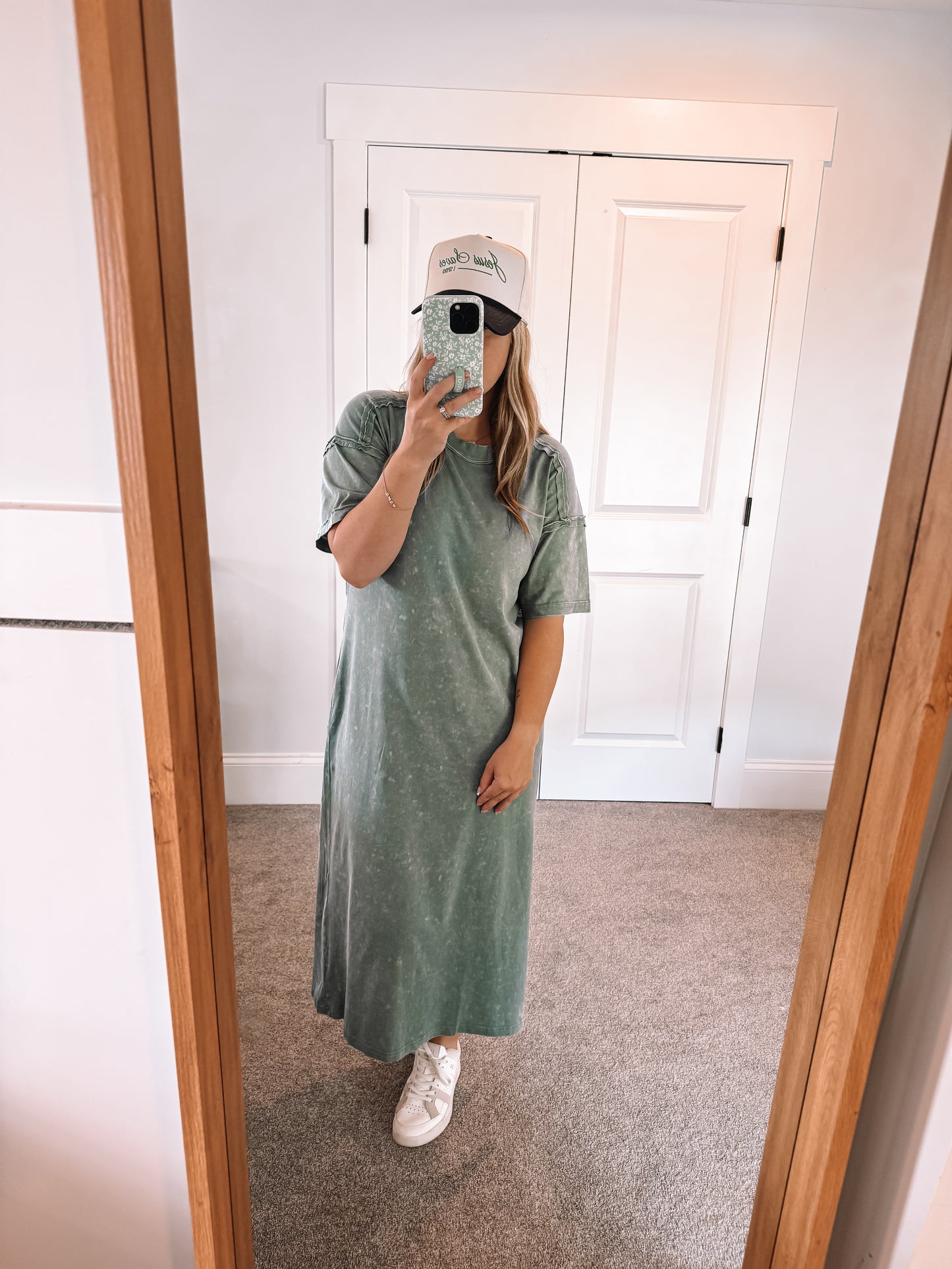 Tshirt Midi Dress- Green