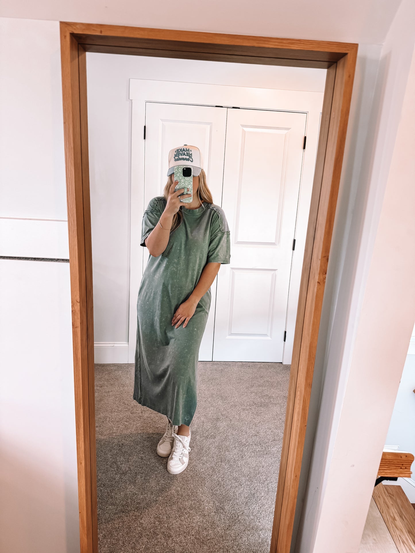 Tshirt Midi Dress- Green