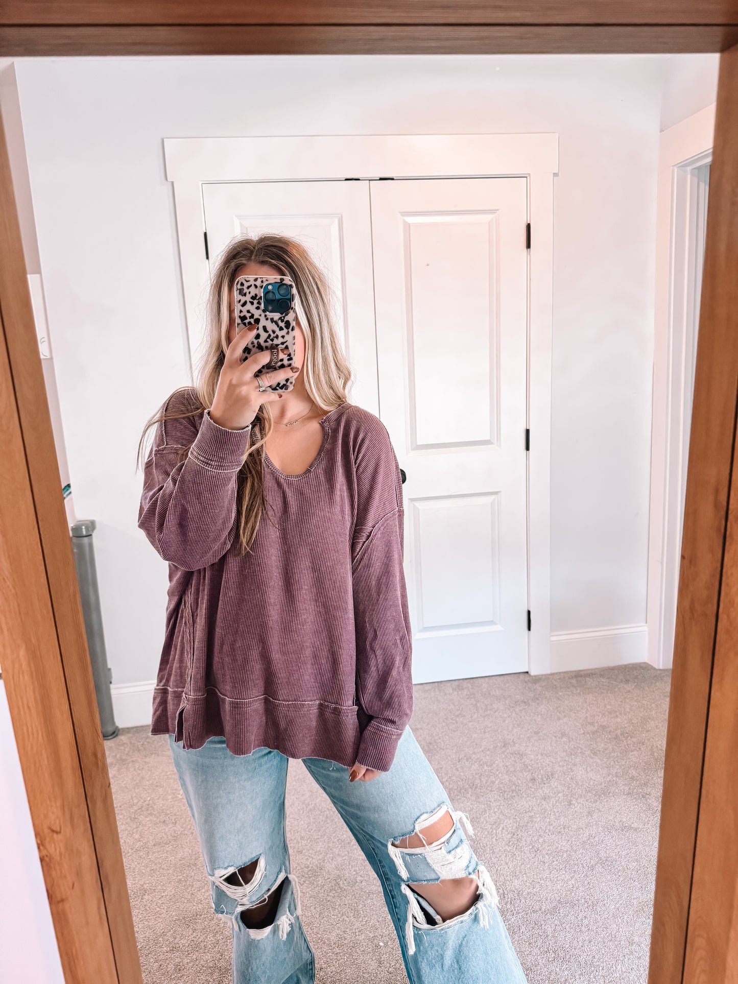 Willow Waffle Knit Top - Plum