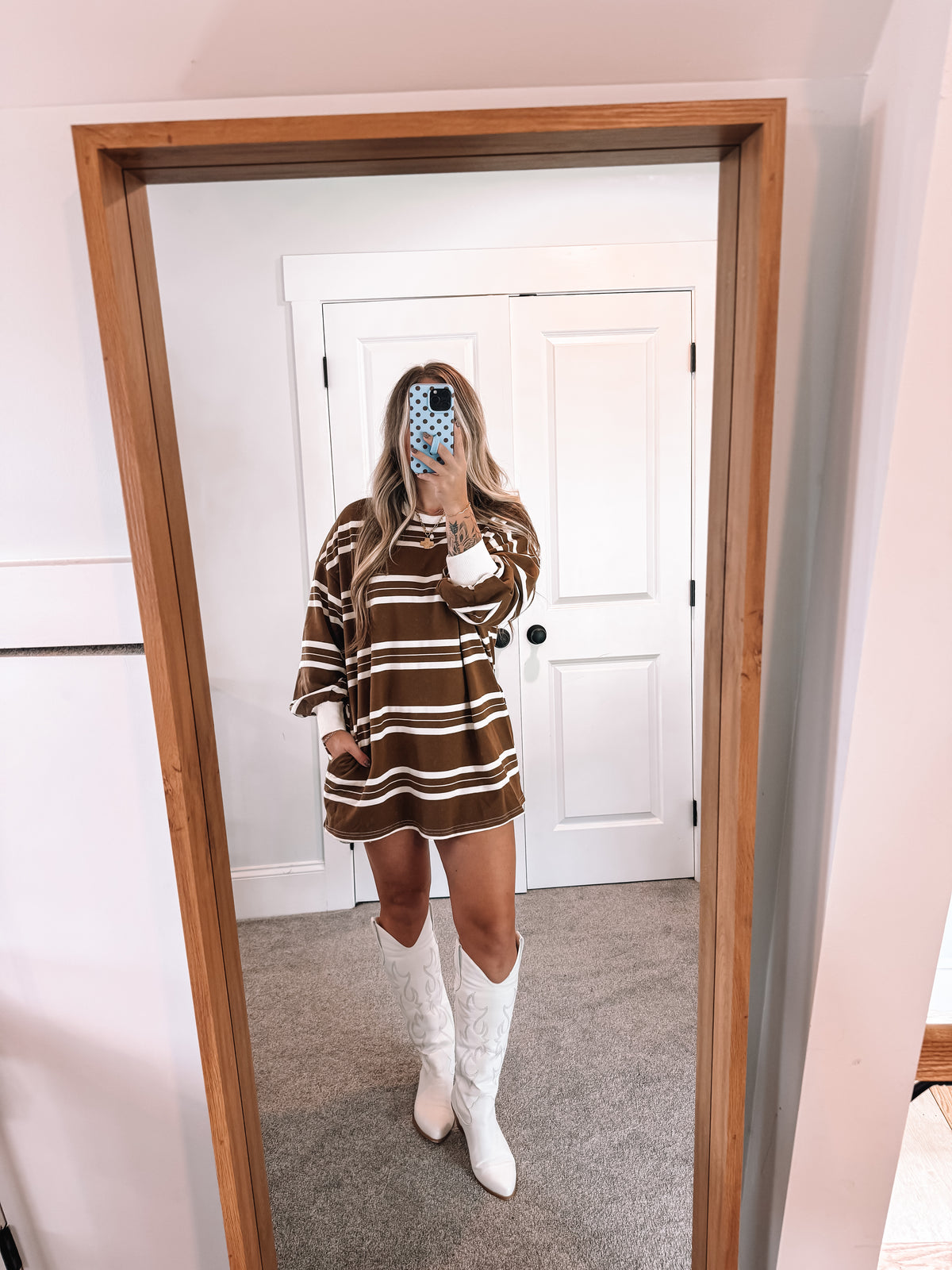 Coastal Sweatshirt Dress - Brown