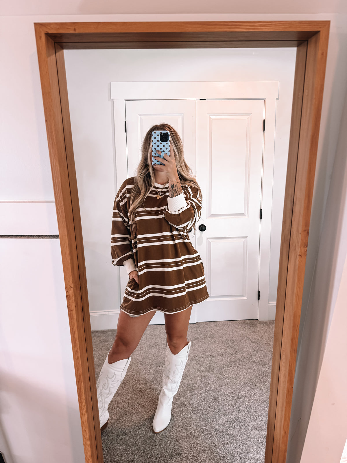 Coastal Sweatshirt Dress - Brown