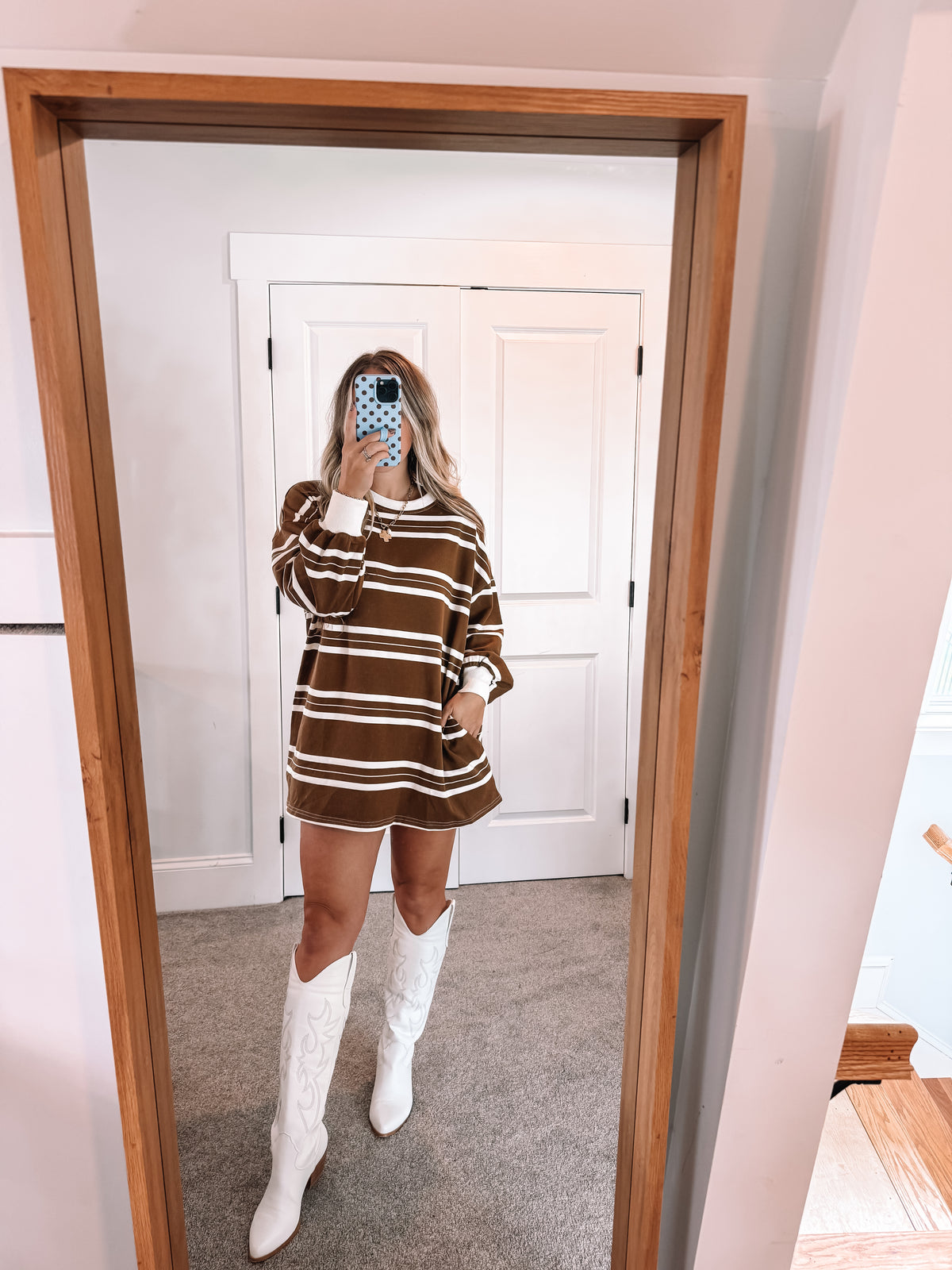 Coastal Sweatshirt Dress - Brown