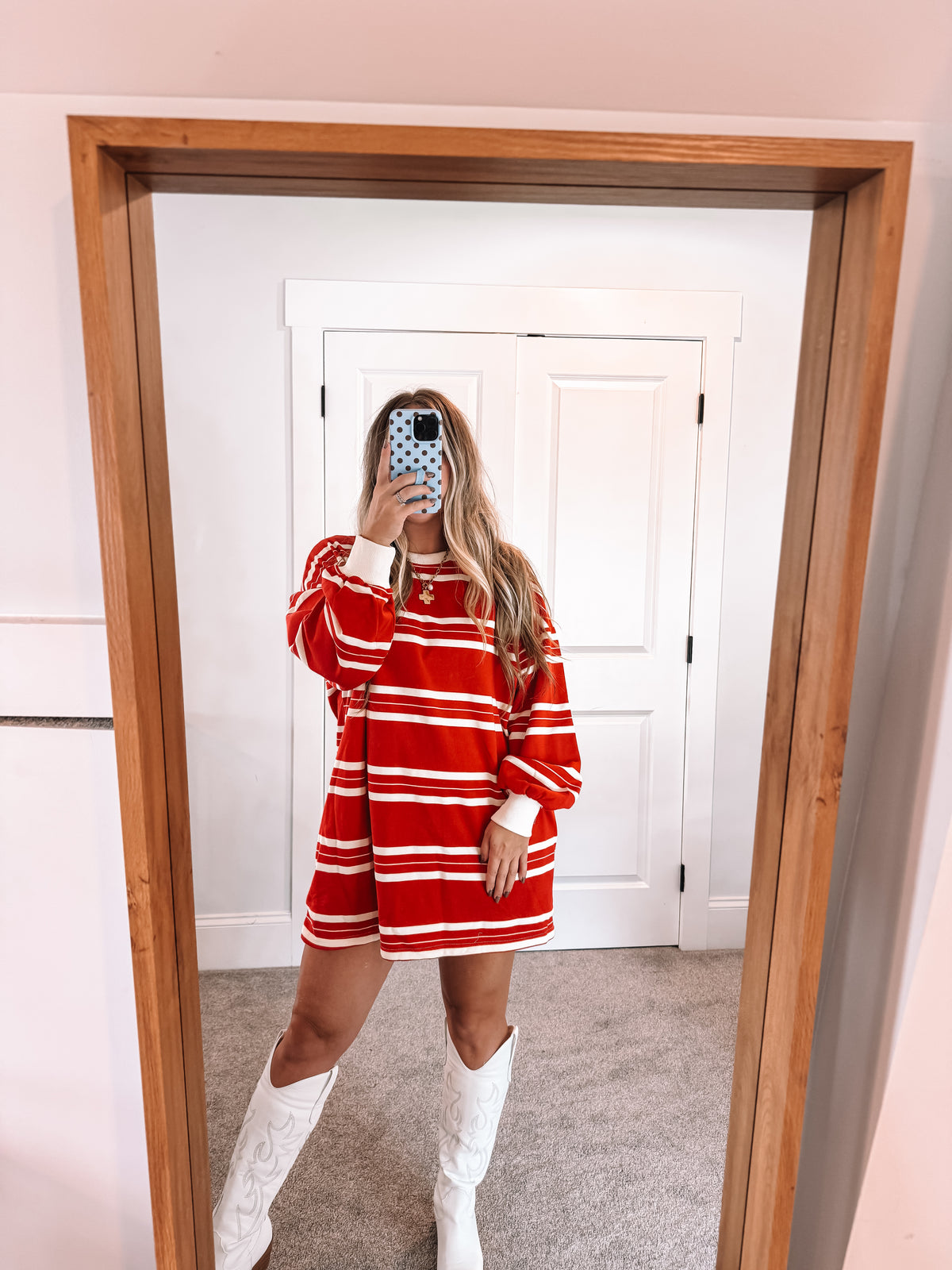Coastal Sweatshirt Dress - Red