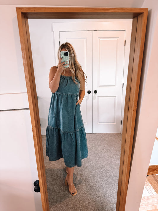 Denim Tiered Maxi