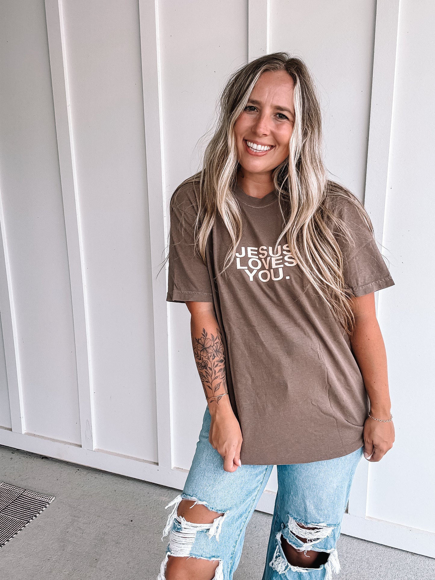 Jesus Loves You Graphic - Brown