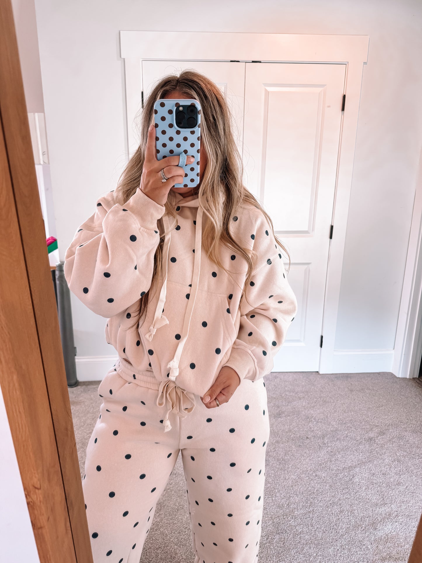 Polka Dot Bubble Hem Hoodie