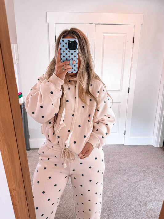 Polka Dot Bubble Hem Hoodie