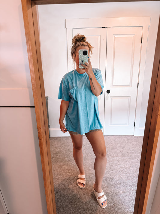 Slouchy Pocket Tee - Blue
