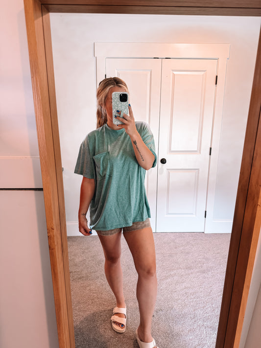 Slouchy Pocket Tee - Green