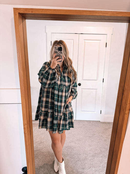 Tiered Plaid Dress