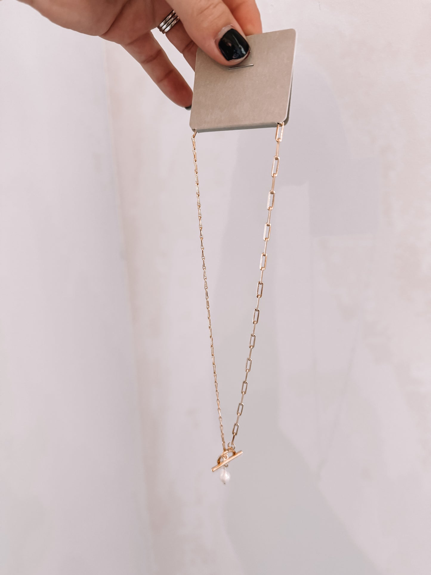 Toggle Chain Pearl Necklace